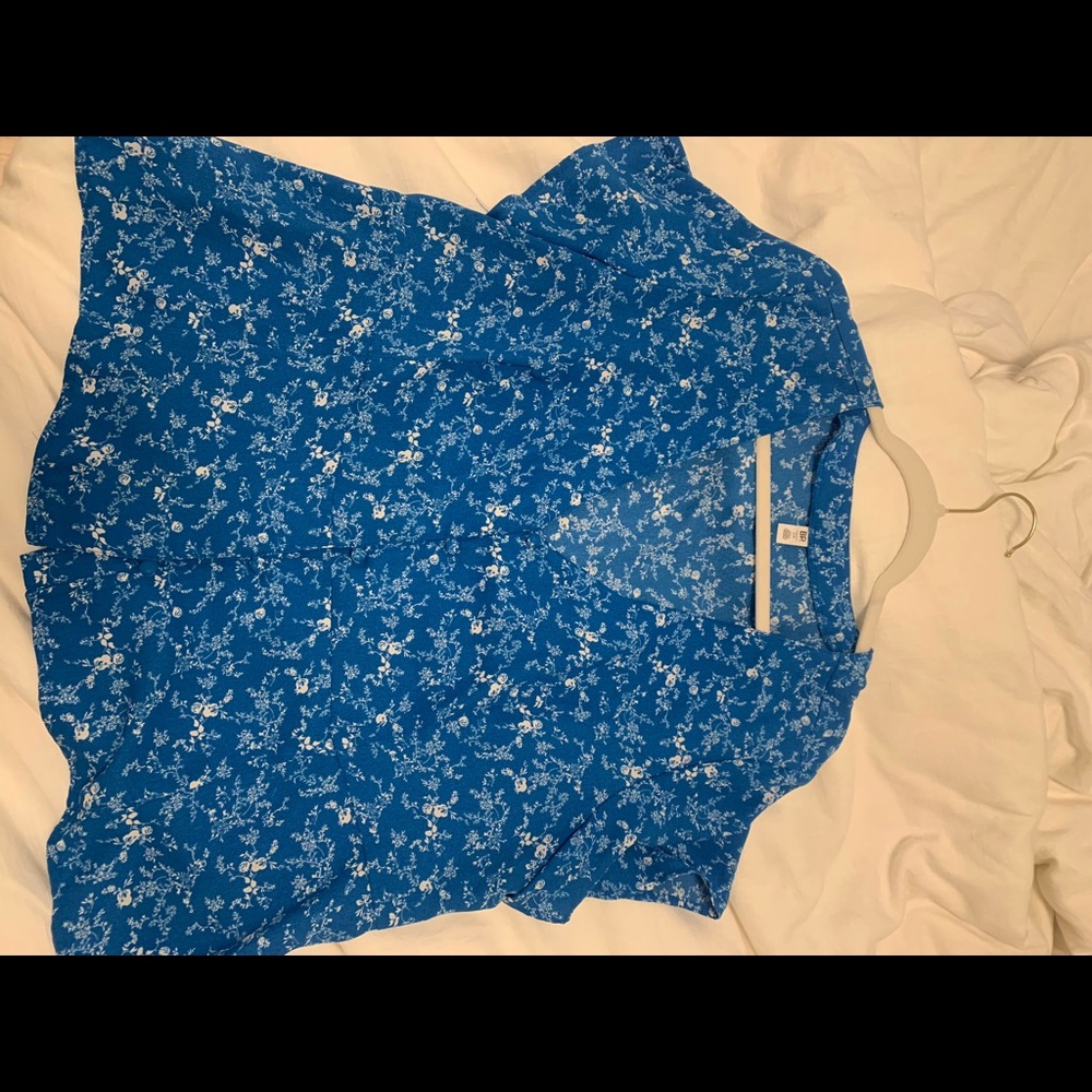 BP blue and white blouse